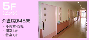 ５F（ピンク）
医療病棟45床
・多床室40床
・個室4床
・特室1床